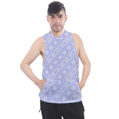 Light Purple And White Floral Pattern Men s Sleeveless Hoodie