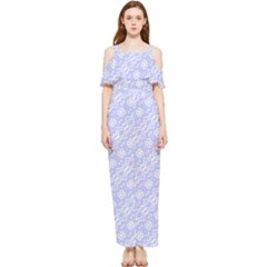 Light Purple And White Floral Pattern Draped Sleeveless Chiffon Jumpsuit