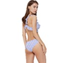 Light purple and white floral pattern Low Cut Ruffle Edge Bikini Set View3