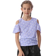 Light Purple And White Floral Pattern Kids  Butterfly Cutout T-shirt