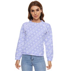 Light Purple And White Floral Pattern Women s Long Sleeve Raglan T-shirt