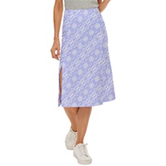 Light Purple And White Floral Pattern Midi Panel Skirt