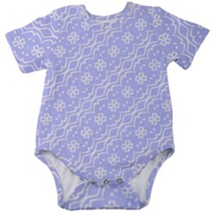 Light Purple And White Floral Pattern Baby Short Sleeve Bodysuit