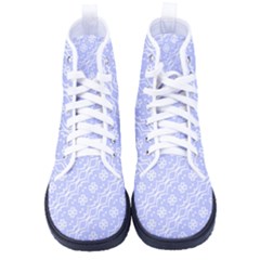 Light Purple And White Floral Pattern Men s High-top Canvas Sneakers