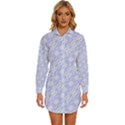 Light purple and white floral pattern Womens Long Sleeve Shirt Dress View1