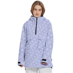 Light Purple And White Floral Pattern Women s Pullover Zip Ski And Snowboard Waterproof Breathable Jacket