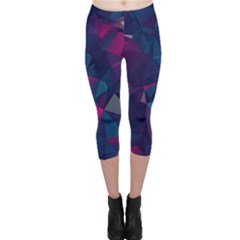 Turquoise Abstract Black Galaxy Pattern Turquoise Capri Leggings 