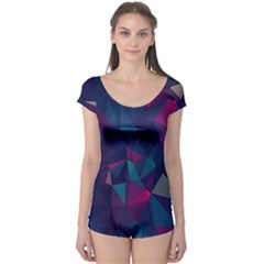 Turquoise Abstract Black Galaxy Pattern Turquoise Boyleg Leotard 