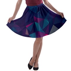 Turquoise Abstract Black Galaxy Pattern Turquoise A-line Skater Skirt by Bedest