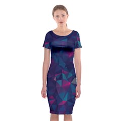 Turquoise Abstract Black Galaxy Pattern Turquoise Classic Short Sleeve Midi Dress