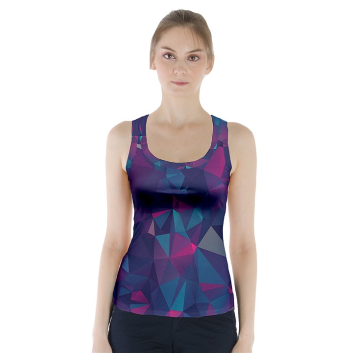 Turquoise Abstract Black Galaxy Pattern Turquoise Racer Back Sports Top