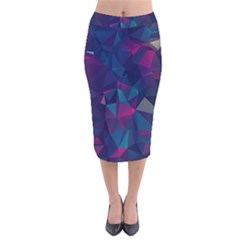 Turquoise Abstract Black Galaxy Pattern Turquoise Velvet Midi Pencil Skirt