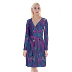 Turquoise Abstract Black Galaxy Pattern Turquoise Long Sleeve Velvet Front Wrap Dress