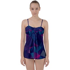 Turquoise Abstract Black Galaxy Pattern Turquoise Babydoll Tankini Set by Bedest