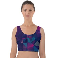 Turquoise Abstract Black Galaxy Pattern Turquoise Velvet Crop Top