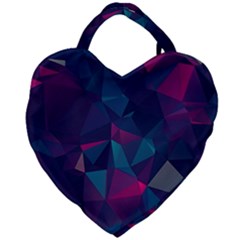 Turquoise Abstract Black Galaxy Pattern Turquoise Giant Heart Shaped Tote