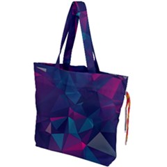 Turquoise Abstract Black Galaxy Pattern Turquoise Drawstring Tote Bag