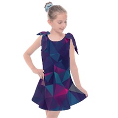 Turquoise Abstract Black Galaxy Pattern Turquoise Kids  Tie Up Tunic Dress