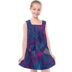 Turquoise Abstract Black Galaxy Pattern Turquoise Kids  Cross Back Dress