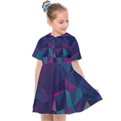 Turquoise Abstract Black Galaxy Pattern Turquoise Kids  Sailor Dress