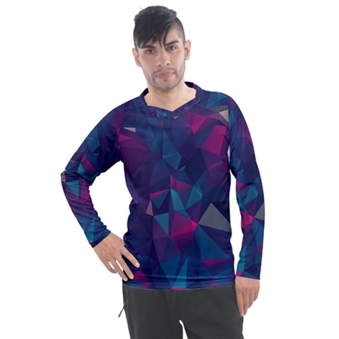 Turquoise Abstract Black Galaxy Pattern Turquoise Men s Pique Long Sleeve T-shirt by Bedest