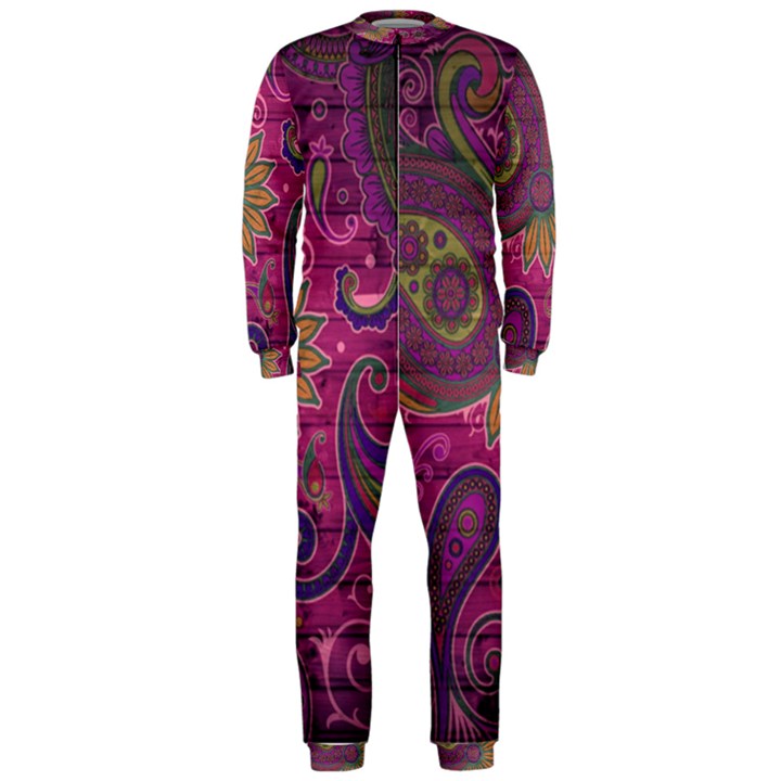 Abstract Purple Pattern OnePiece Jumpsuit (Men)