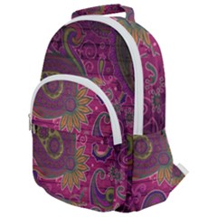 Abstract Purple Pattern Rounded Multi Pocket Backpack