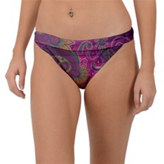 Abstract Purple Pattern Band Bikini Bottoms