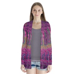 Abstract Purple Pattern Drape Collar Cardigan by Bedest