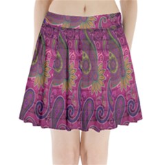 Abstract Purple Pattern Pleated Mini Skirt