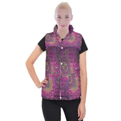 Abstract Purple Pattern Women s Button Up Vest by Bedest