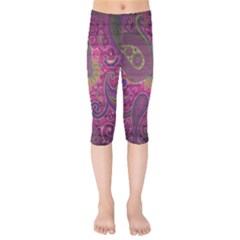 Abstract Purple Pattern Kids  Capri Leggings 