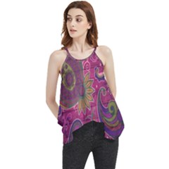 Abstract Purple Pattern Flowy Camisole Tank Top