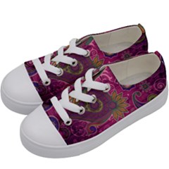 Abstract Purple Pattern Kids  Low Top Canvas Sneakers