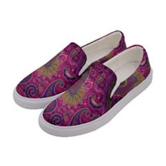 Abstract Purple Pattern Women s Canvas Slip Ons