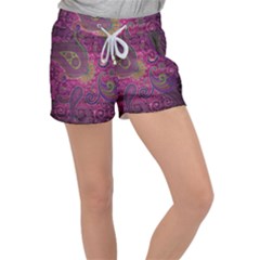 Abstract Purple Pattern Women s Velour Lounge Shorts