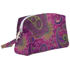 Abstract Purple Pattern Wristlet Pouch Bag (large)