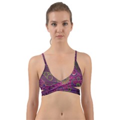 Abstract Purple Pattern Wrap Around Bikini Top