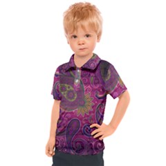 Abstract Purple Pattern Kids  Polo T-shirt