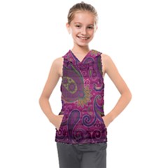 Abstract Purple Pattern Kids  Sleeveless Hoodie