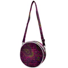 Abstract Purple Pattern Crossbody Circle Bag