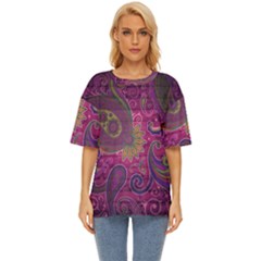 Abstract Purple Pattern Oversized Basic T-shirt