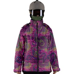 Abstract Purple Pattern Men s Zip Ski And Snowboard Waterproof Breathable Jacket