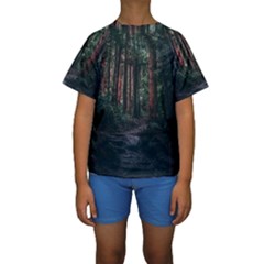 Forest Jungle Trees Tropics Kids  Short Sleeve Swimwear