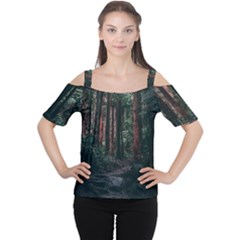 Forest Jungle Trees Tropics Cutout Shoulder T-shirt