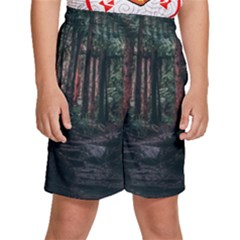 Forest Jungle Trees Tropics Kids  Basketball Shorts