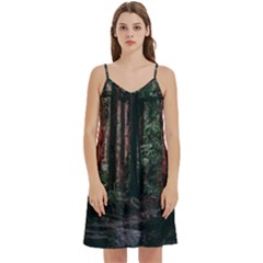 Forest Jungle Trees Tropics Mini Camis Dress With Pockets