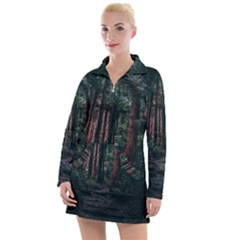 Forest Jungle Trees Tropics Women s Long Sleeve Casual Dress