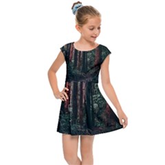 Forest Jungle Trees Tropics Kids  Cap Sleeve Dress