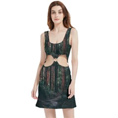 Forest Jungle Trees Tropics Velour Cutout Dress